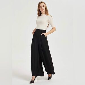 Tronjori High Waist Casual Wide Leg Long Palazzo Pants Trousers Regular